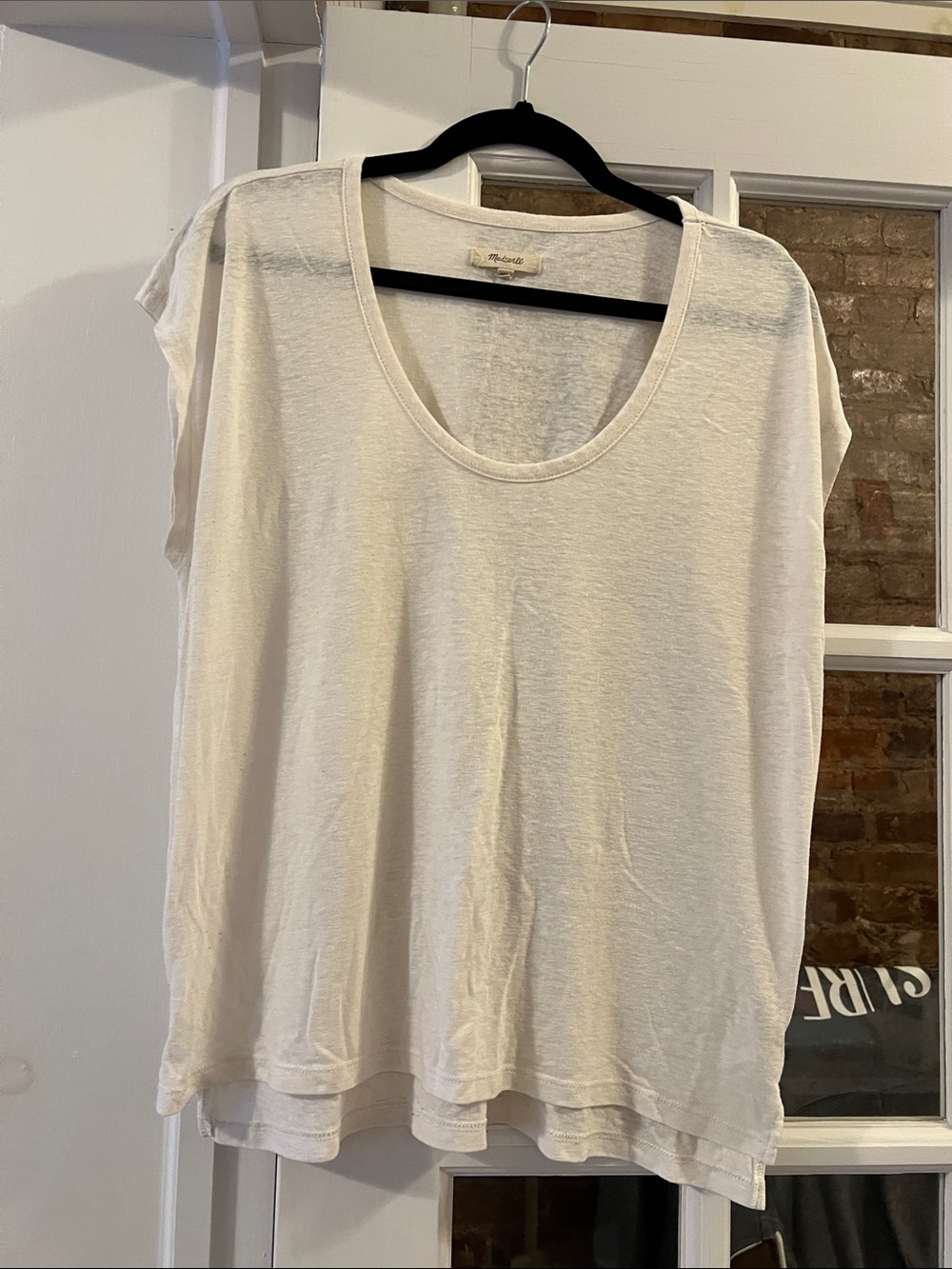 Madewell Women's Ivory Scoop Neck Dolman Sleeve Tee
